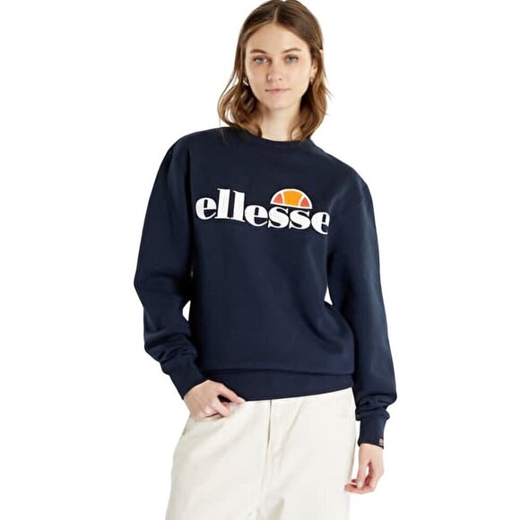 Ellesse Agata Sweatshirt Navy Crewneck Logo Print 90s Size XL - Picture 1 of 10